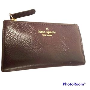 Kate Spade small New York Burgundy pebble Leather Wallet 5"